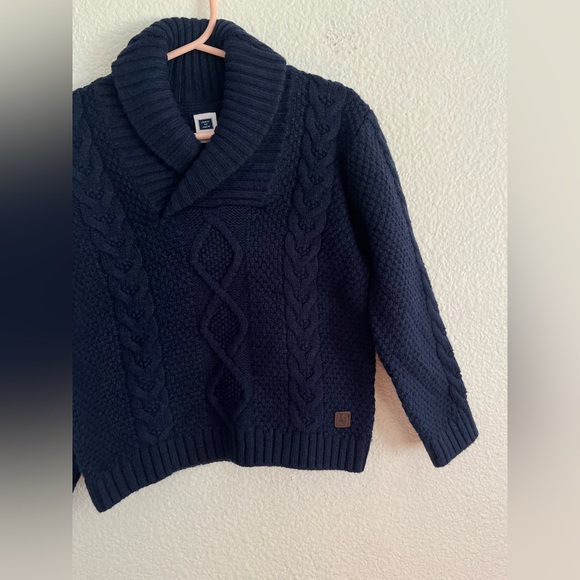 Janie & Jack Cotton Wool Blend Cable Knit Toddler Sweater Blue 2T - Picture 3 of 10